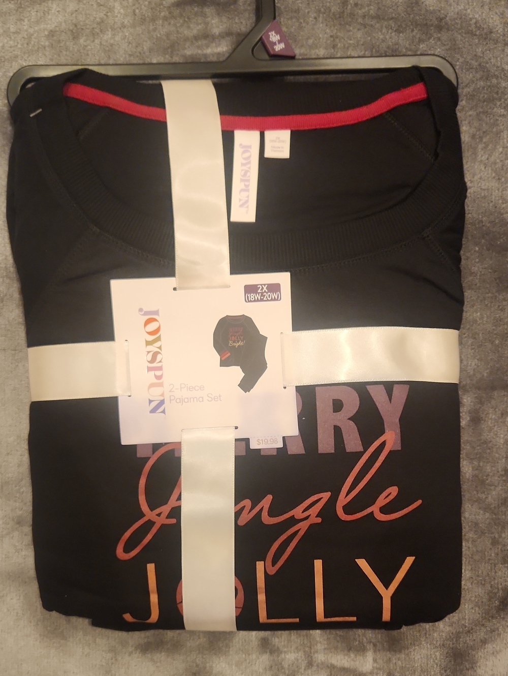 Joyspun Women’s Black 2-Piece 'Jingle Jolly' Pajama Set